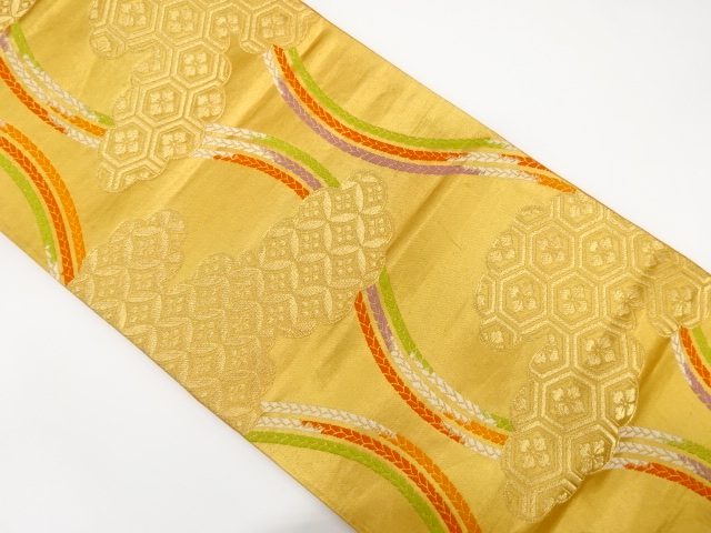 アンティーク　組紐に雲模様織り出し袋帯（材料）